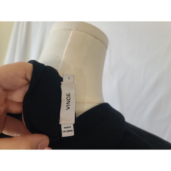 Vince Womens Black Coastal Crepe Elbow Sleeve Double V Shift Dress Large - Picture 8 of 8